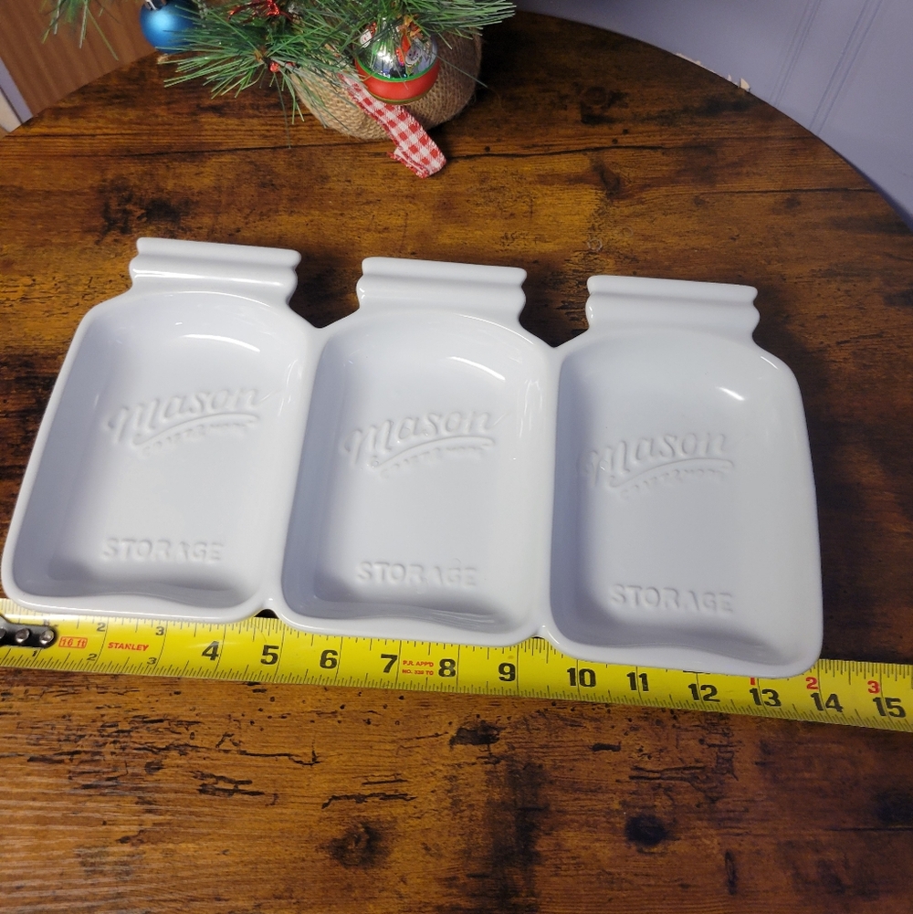 Mason Craft &More 3 sectional stoneware Tray-white - Picture 4 of 8